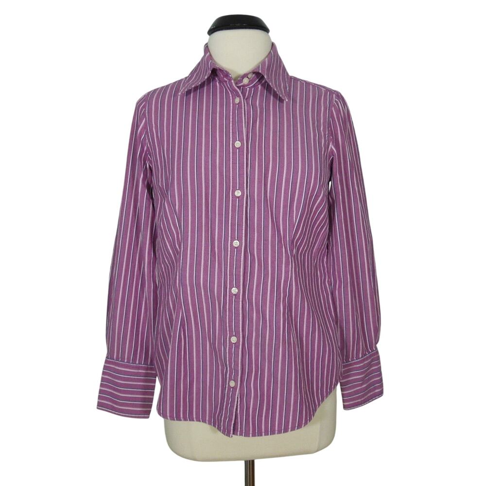TOMMY HILFIGER Shirt M MEDIUM Womens Striped Button Front